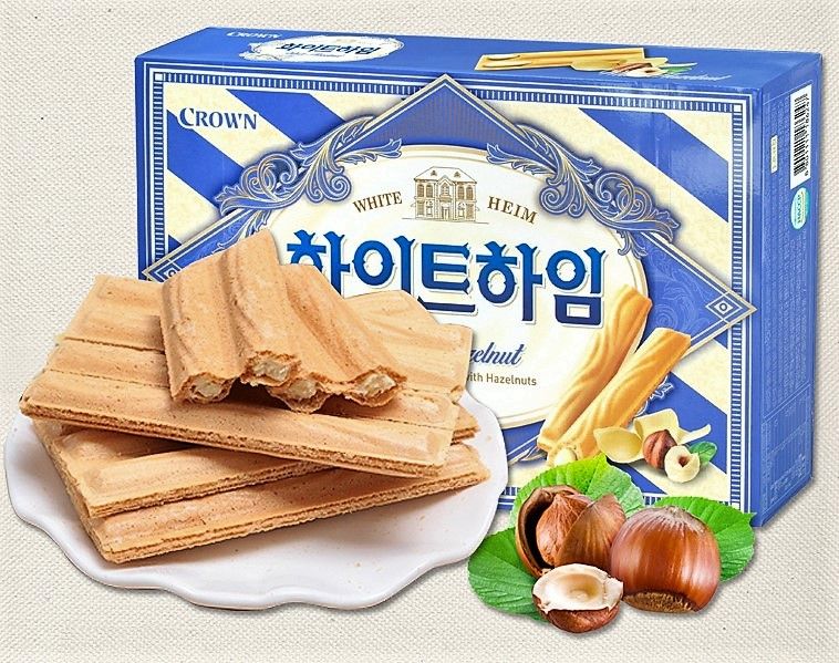 Crown Heim 韩国进口 榛子【白巧克力】夹心威化饼 (大盒装) 284g